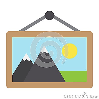 Picture in frame flat icon, vintage and decor Vector Illustration