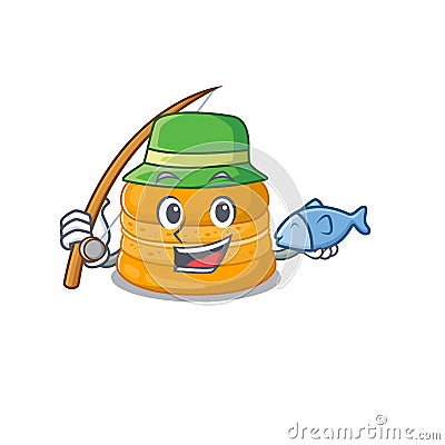 A Picture of funny Fishing orange macaron design Vector Illustration