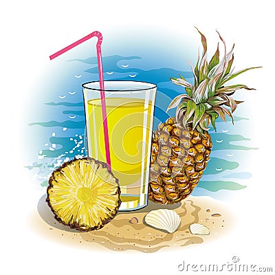 Picture a glass of pineapple juice Stock Photo