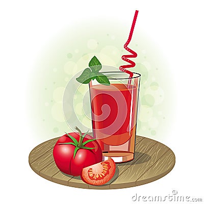 Picture a glass of tomato juice and tomato Stock Photo