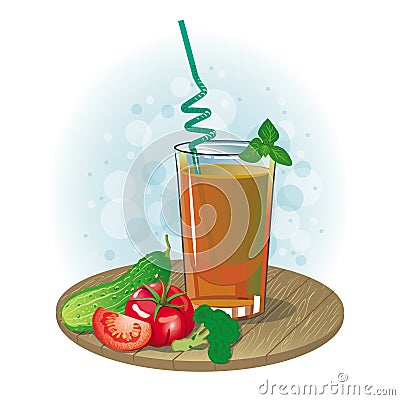 Picture a glass of vegetable juice and vegetables Stock Photo