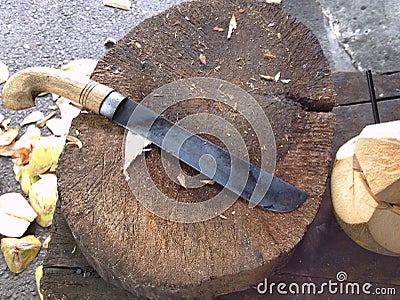 A picture of hand machete for cutting coconut Stock Photo