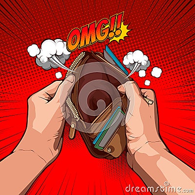 Picture hand open an empty wallet 31 Vector Illustration