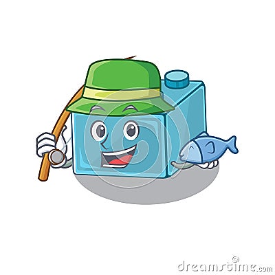 A Picture of happy Fishing lego brick toys design Vector Illustration