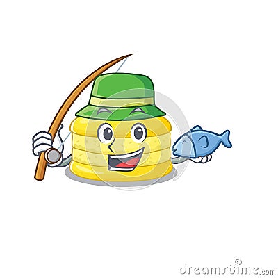 A Picture of happy Fishing lemon macaron design Vector Illustration