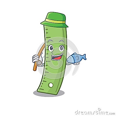 A Picture of happy Fishing ruler design Vector Illustration