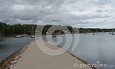 A picture of the harbour area in Mahone Bay, NS Editorial Stock Photo