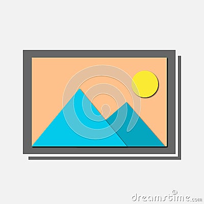 Picture icon button with paper cut style design Stock Photo