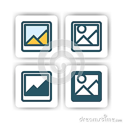 Picture icon for mobile, web, and presentation with flat color vector illustrator Vector Illustration