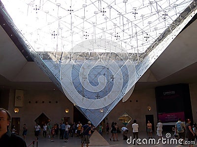 Paris, France-August 05, 2009: Picture of the inferior pyramid of the Louvre Palace in Paris, France Editorial Stock Photo