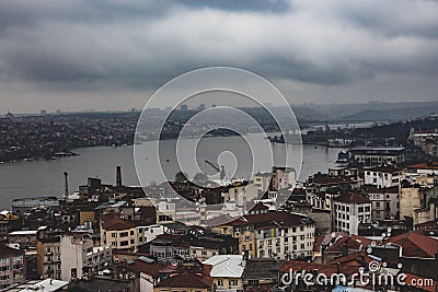 Bosporus river in Istanbul as seen from the Galatea Tower Stock Photo