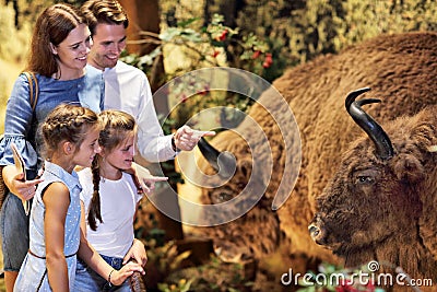 Joyful family in nature museum Editorial Stock Photo