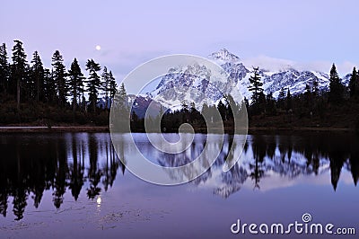 Picture lake and mount shuksan Stock Photo