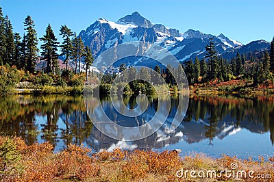 Picture Lake at Mt. Baker Stock Photo