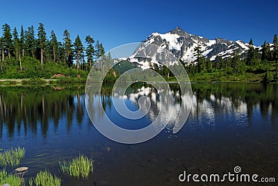 Picture lake and mt shuksan Stock Photo