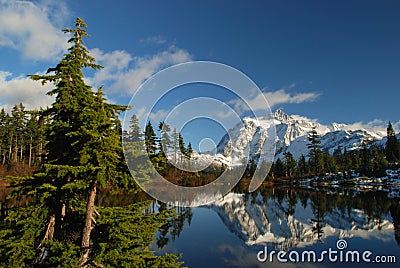 Picture lake and mt. shuksan Stock Photo