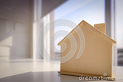 Picture of light brown wooden model home Stock Photo