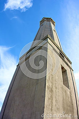 Lighthouse tower used by the Coast Guard on Alcatraz island in San Francisco, California Stock Photo