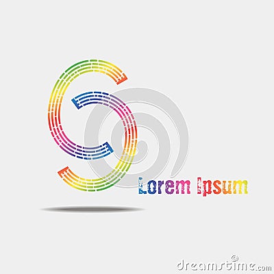In the picture, the logo is colored, with two letters C, Stock Photo