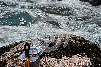 Picture of a magnetic compass Stock Photo