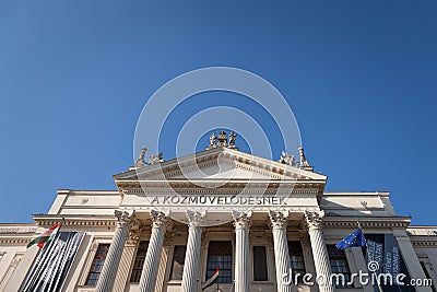 Main building facade of Mora Ferenc Museum in the end of the afternoon. It`s the main museum in Szeged Editorial Stock Photo