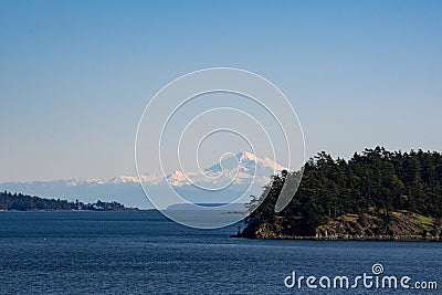 A picture of Mt. Baker taken from the sea. Stock Photo