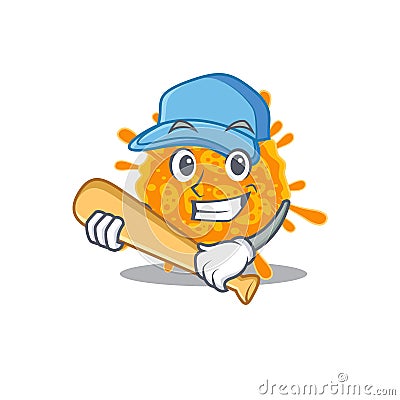Picture of nobecovirus cartoon character playing baseball Vector Illustration
