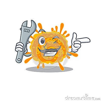 A picture of nobecovirus mechanic mascot design concept Vector Illustration