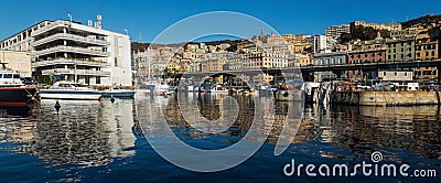 Picture of old port of Genova city at coast line Stock Photo