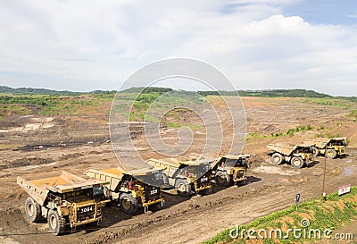 Open Pit Coal Mining, Aerial View, Borneo Indonesia. Editorial Stock Photo