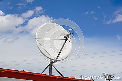 Picture of parabolic satellite antenna dish space technology receivers Stock Photo