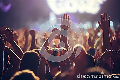 Picture of party people at music festival Stock Photo