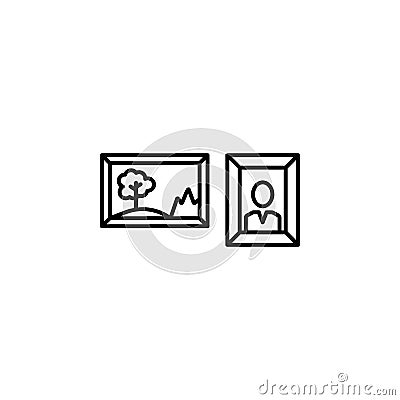 picture, portrait, view line illustration icon on white background Cartoon Illustration