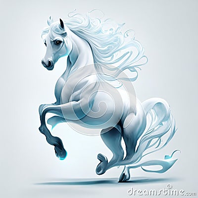 Picture presenting the galloping white horse Stock Photo