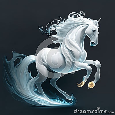 Picture presenting the galloping white horse Stock Photo