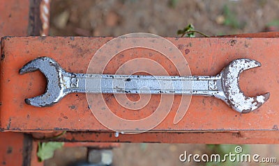 A picture of a rusted wrench. Stock Photo