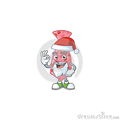 A picture of Santa pink love tie mascot picture style with ok finger Vector Illustration