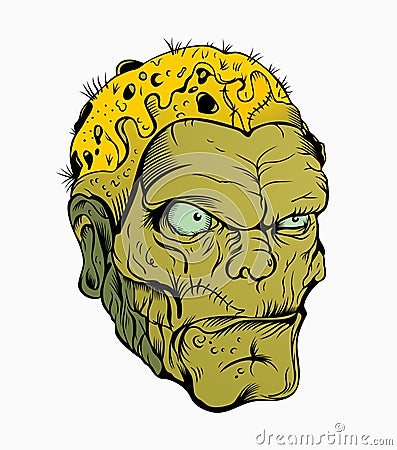 Picture of scary zombie head Vector Illustration