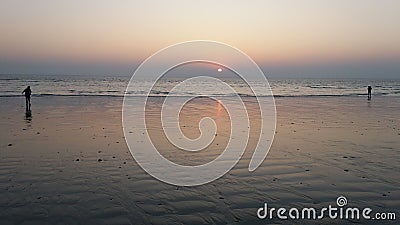 Sunset at Evening Beauty when Sunset at Coxs Bazar Sea Beach, Bangladesh Stock Photo