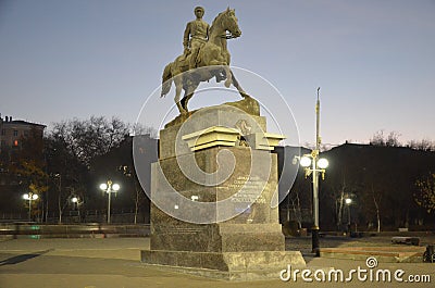 A monument of Rokossovskiy front left zoomed Editorial Stock Photo