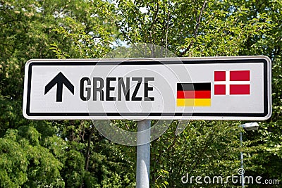 A shield and border between Germany and Denmark Stock Photo