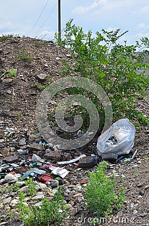 Some trash on a hill Stock Photo