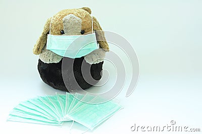 The picture shows the symbol of protecting the safety of wearing a face mask. Stock Photo