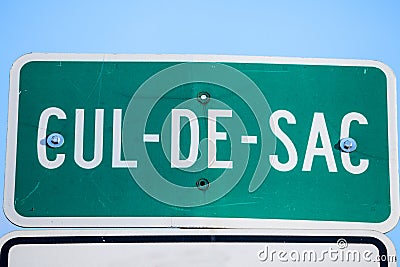 Cul de Sac Roadisign in the streets of Montreal, Quebec, Canada. A Cul de Sac, in French, is a Dead end, or impass Stock Photo