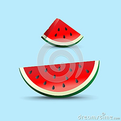 Watermelon chunks realistic vector illustration Vector Illustration