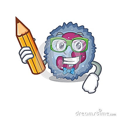 A picture of Student neutrophil cell character holding pencil Vector Illustration