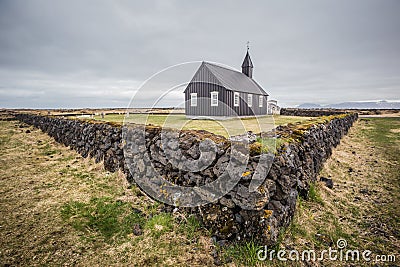 The black church of Budir West Iceland Editorial Stock Photo