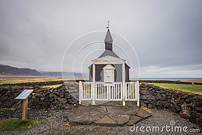 The black church of Budir Iceland Editorial Stock Photo