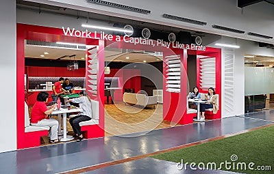 Working Places in RedQ Headquarters of AirAsia in Kuala Lumpur Editorial Stock Photo