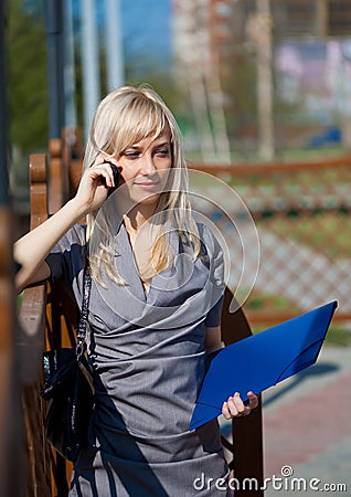 Picture of talking to phone girl Stock Photo